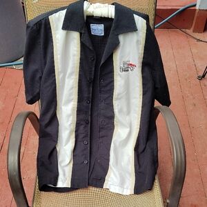 David Carey Men's Black and Cream Casual Button Down Shirt